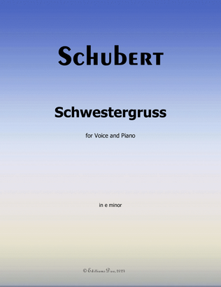 Book cover for Schwestergruss, by Schubert, in e minor