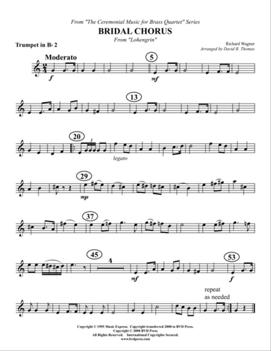 Bridal Chorus Brass Quartet scores gallery preview page 3