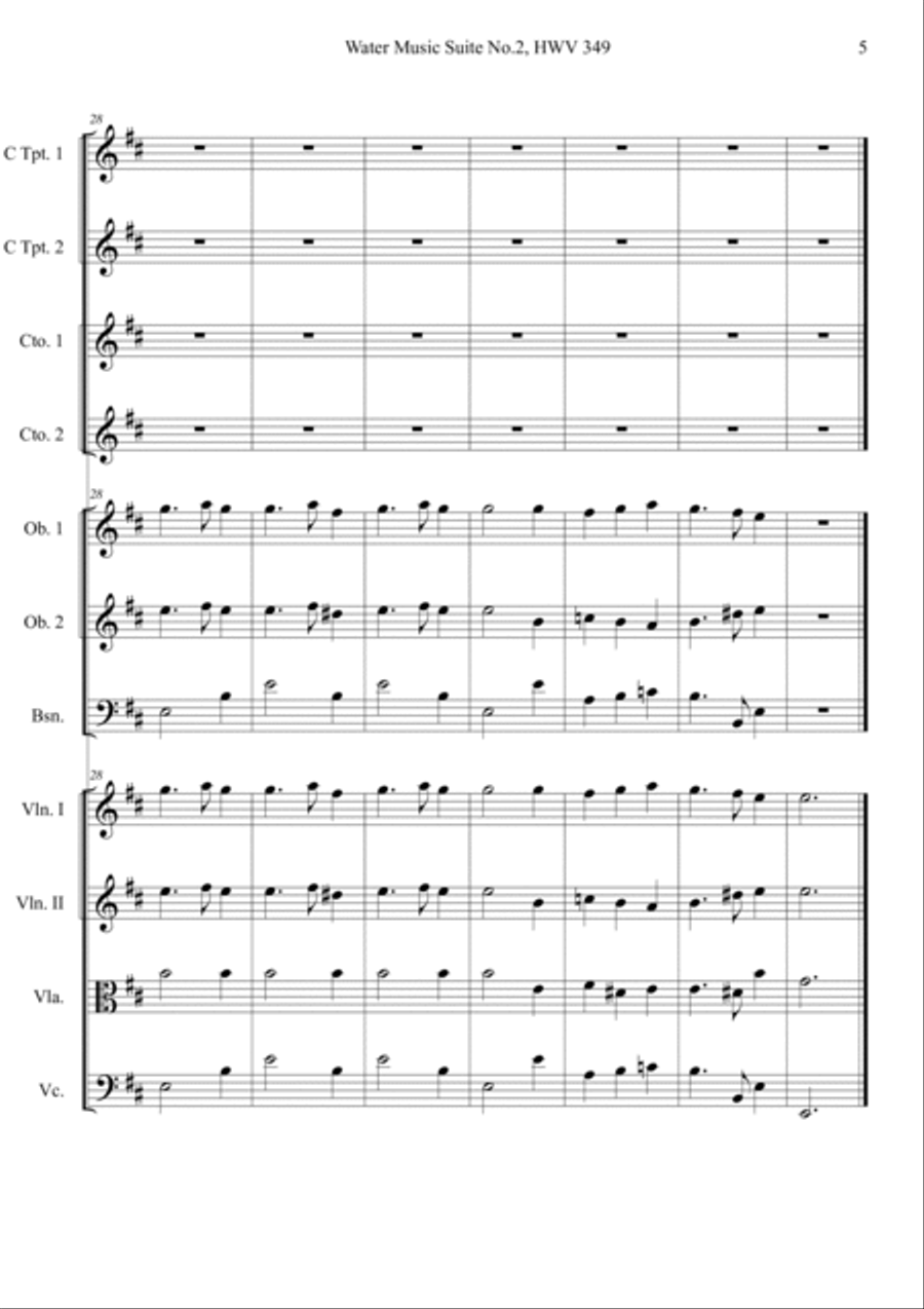 Water Music Suite No.2 14 HWV 349 Orchestra scores gallery preview page 5