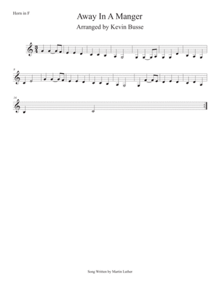 Away In A Manger (Easy key of C) Horn in F