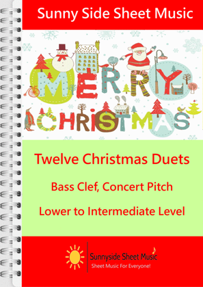 Book cover for Twelve Christmas Duets - Bass Clef Concert Pitch