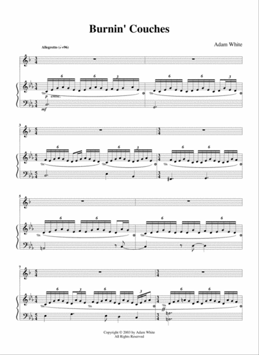 Burnin' Couches Bass Clarinet scores gallery preview page 1