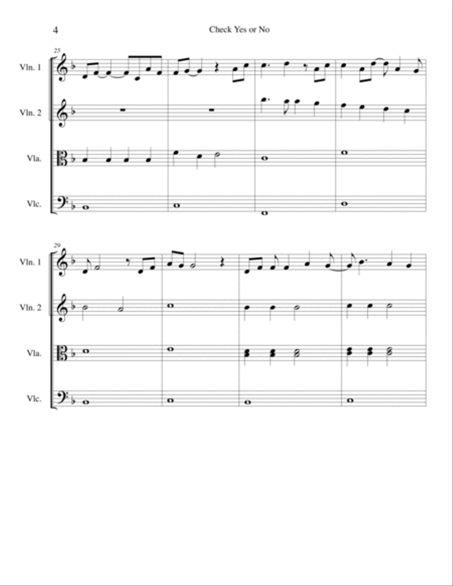Check Yes Or No String Quartet scores gallery preview page 4