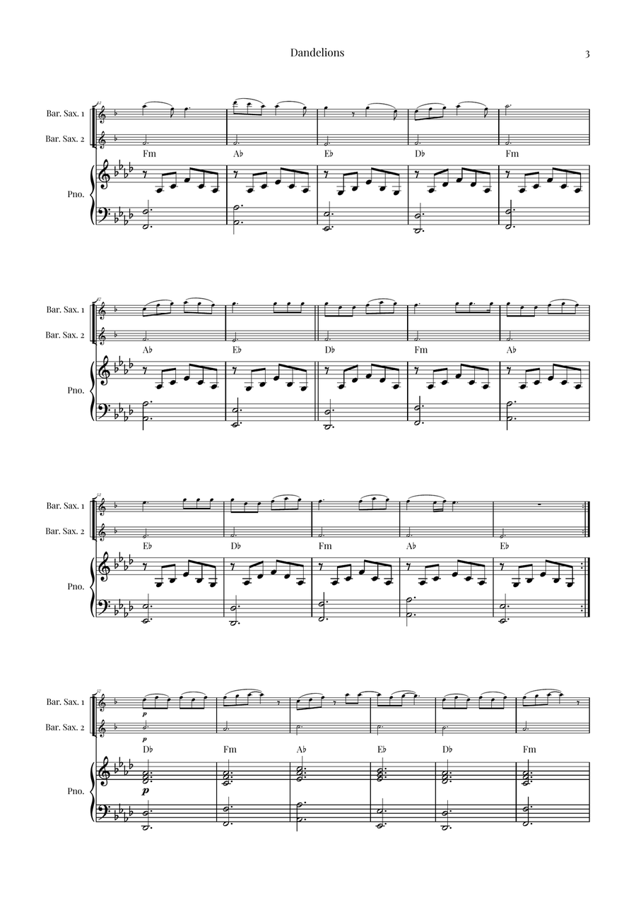 Dandelions Woodwind Duet scores gallery preview page 3