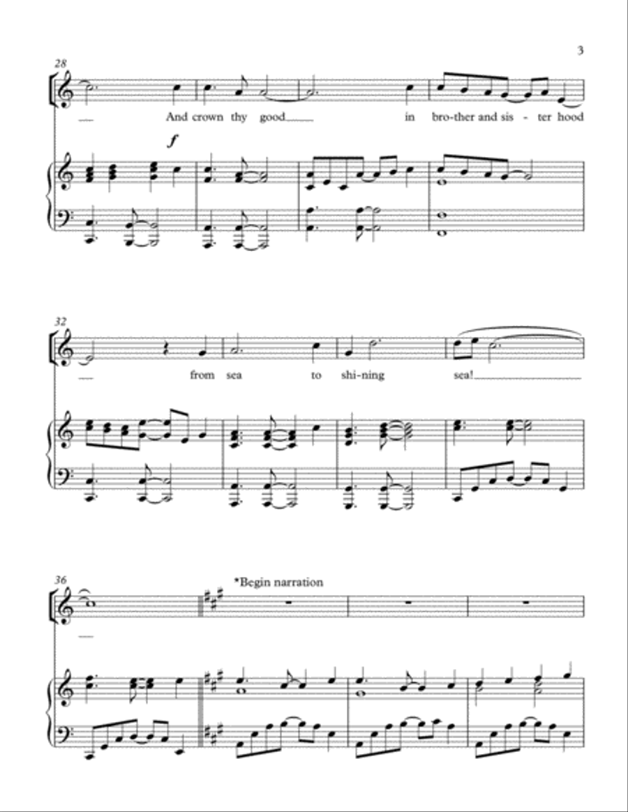 The Golden Door (Partner Song: America the Beautiful + the Statue of Liberty Poem) SA scores gallery preview page 3