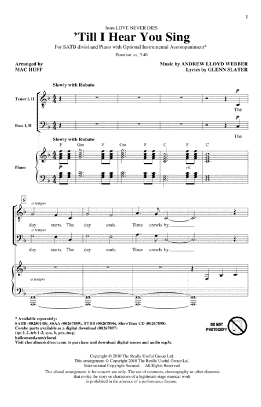 'Til I Hear You Sing (arr. Mac Huff) 4-Part scores gallery preview page 1