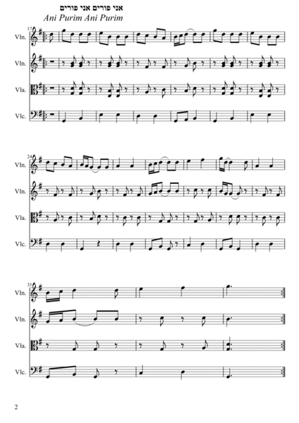 Purim Medley for string quartet image number null