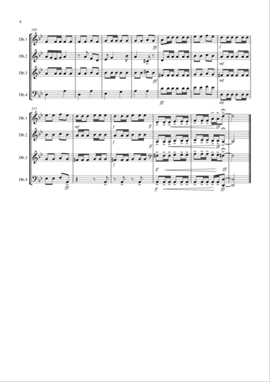 Flamenco Fantastico for Double Bass Quartet Flamenco Fantastico for Double Bass Quartet Double Bass scores gallery preview page 4