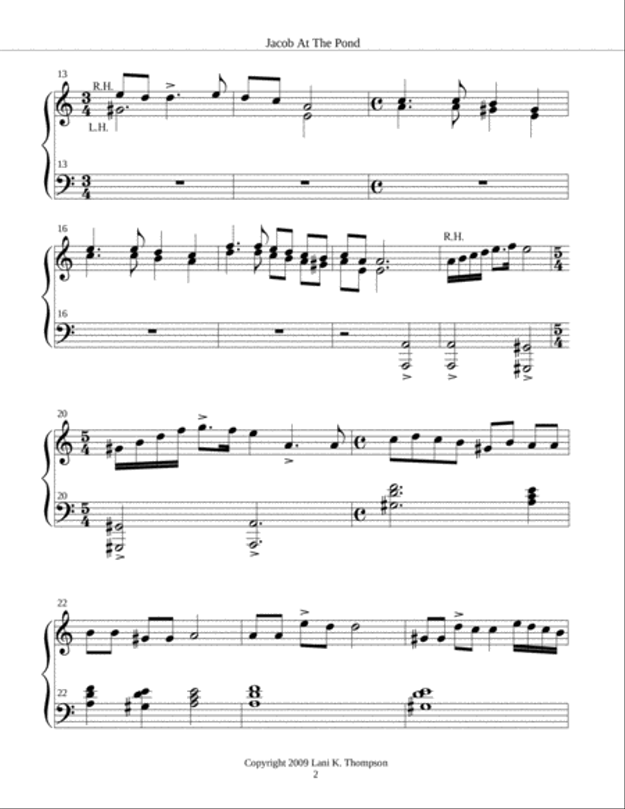 Jacob at the Pond Piano Solo scores gallery preview page 2