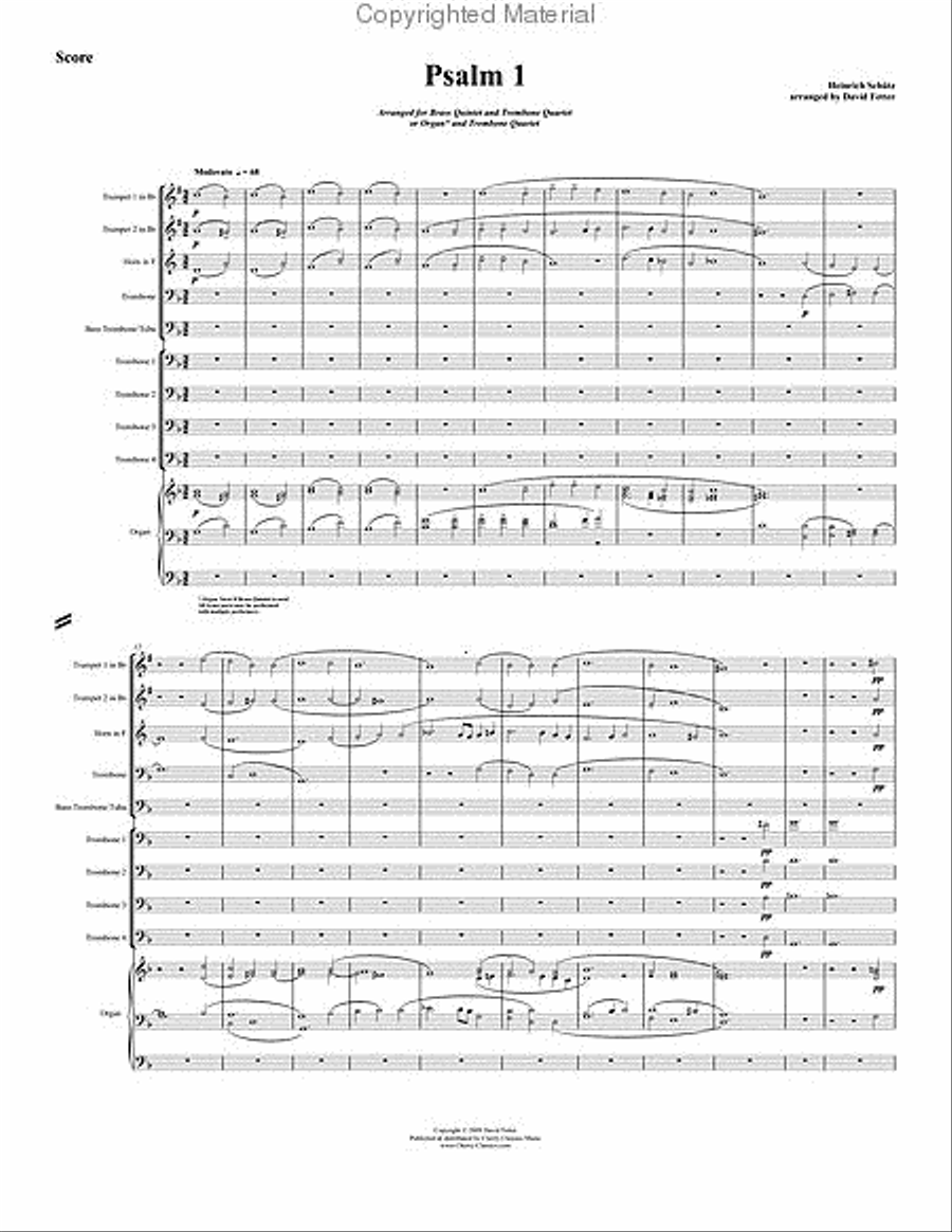 Psalm 1 for Trombone Quartet or Organ and Brass 4-Part scores gallery preview page 2