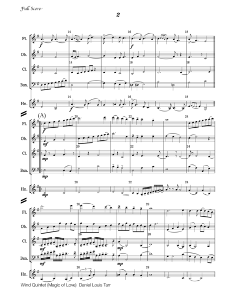 Wind Quintet (Magic of Love) Woodwind Quintet scores gallery preview page 2