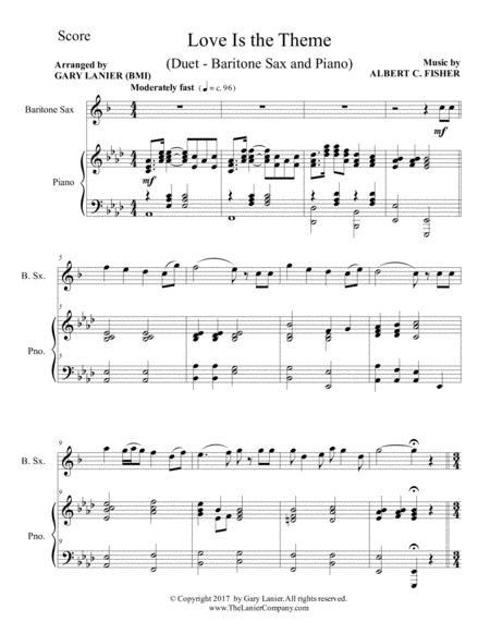 LOVE IS THE THEME (Duet – Baritone Sax & Piano with Score/Part) image number null
