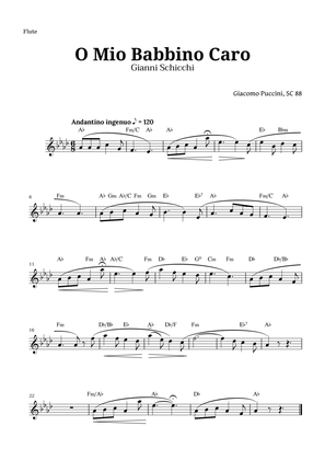 O Mio Babbino Caro by Puccini for Flute and Chords