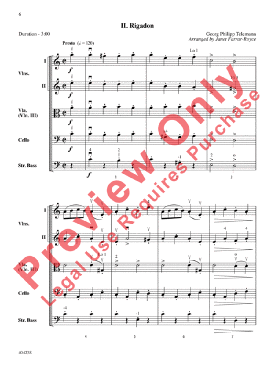Gavotte and Rigadon from Suite in A Minor String Orchestra scores gallery preview page 7