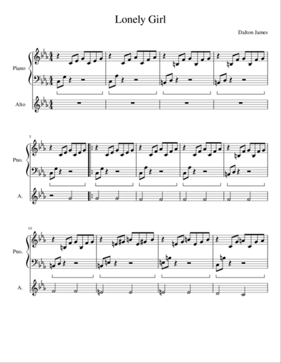 Lonely Girl Alto Voice scores gallery preview page 1