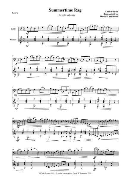 Summertime Rag for cello and guitar image number null