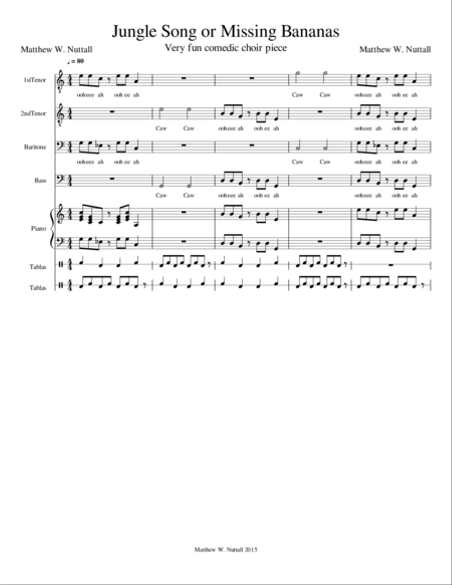 Jungle Song or Missing Bananas TTBB scores gallery preview page 1