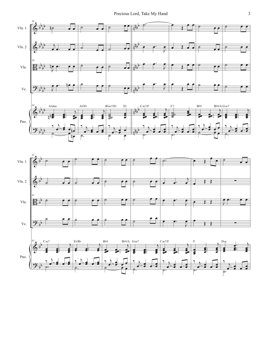Precious Lord, Take My Hand (String Quartet and Piano) Piano Quintet scores gallery preview page 4
