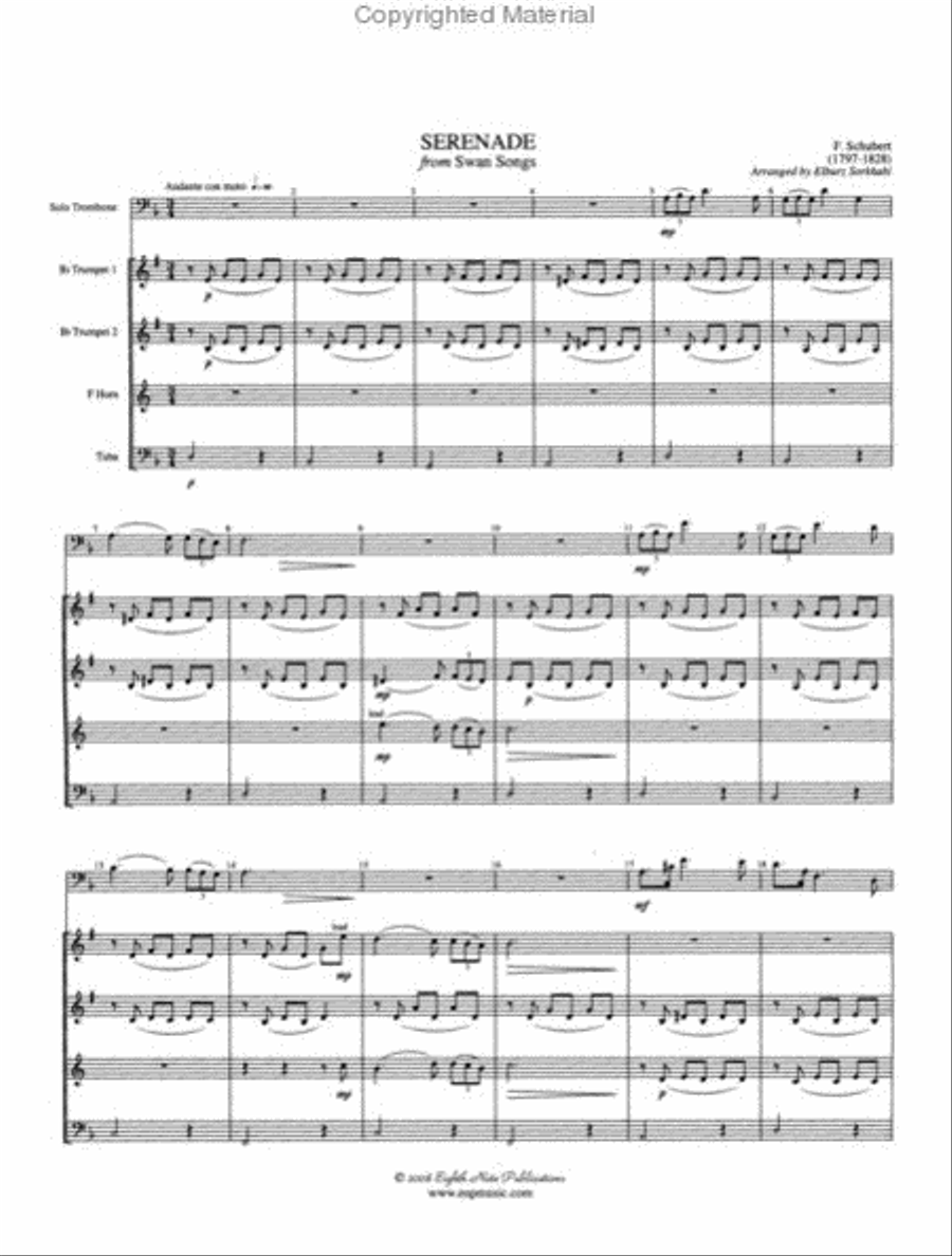 Serenade (from Swan Songs) Brass Quintet scores gallery preview page 2