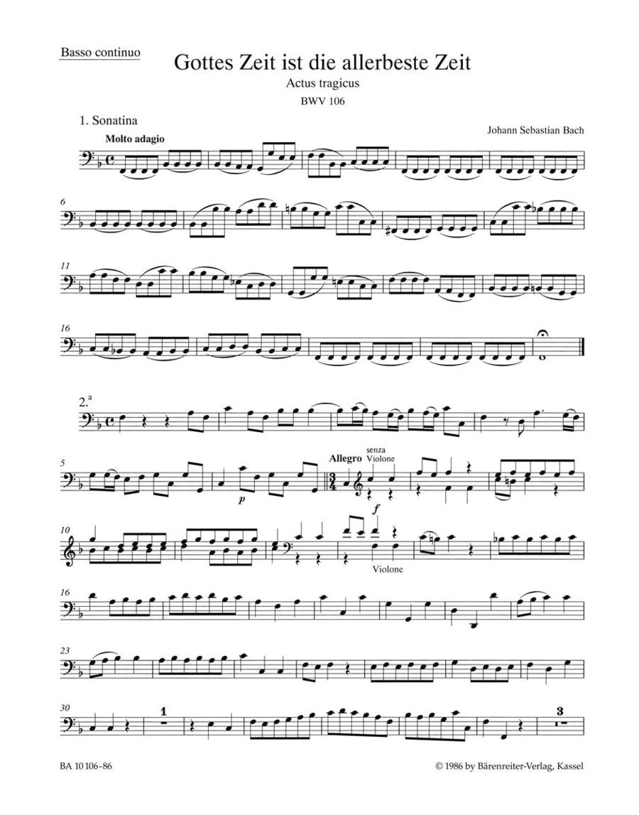 Mighty God, His time is ever best BWV 106 'Actus tragicus' Cello Solo scores gallery preview page 1