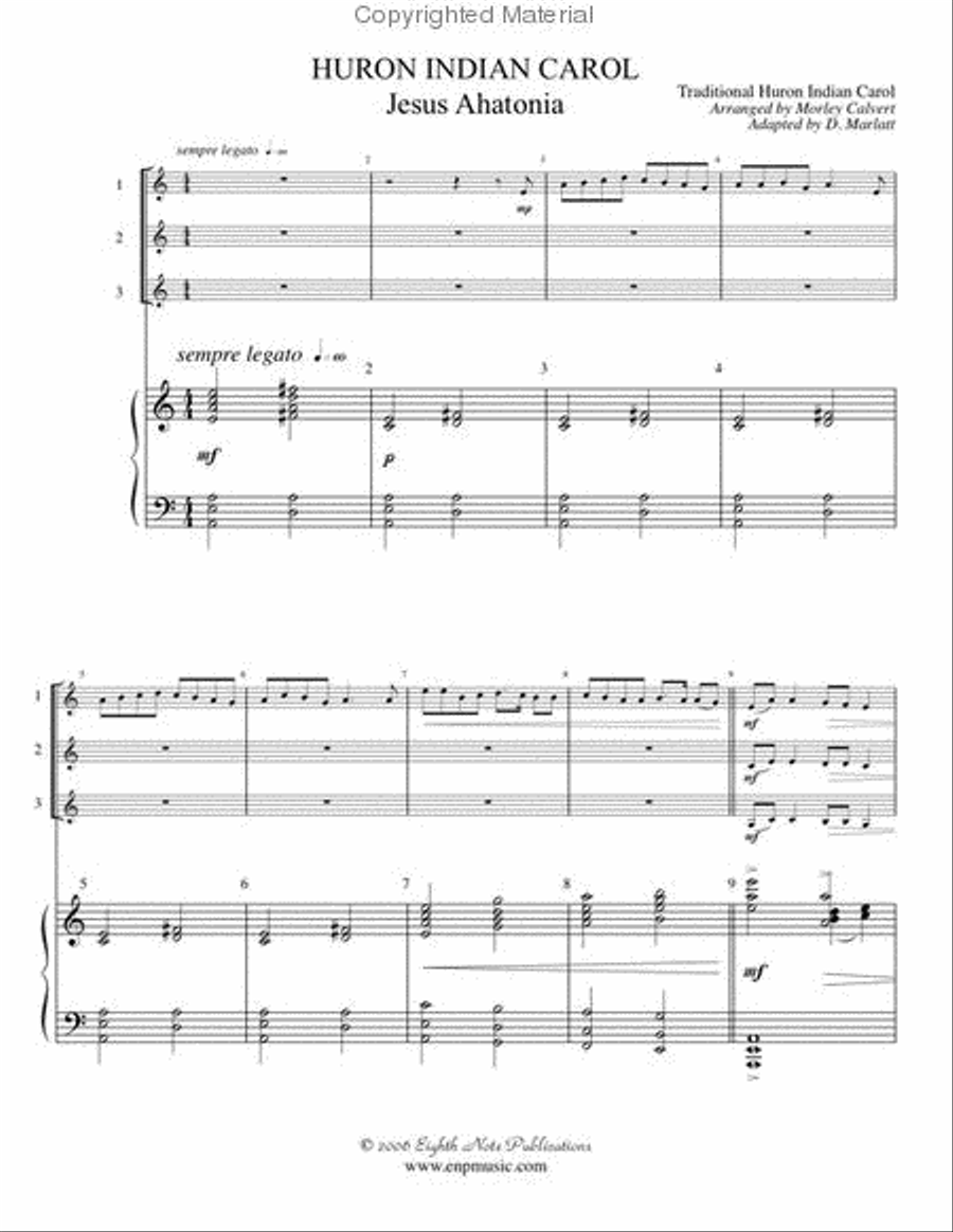 The Huron Indian Carol ('Twas in the Moon of Wintertime) Trombone Trio scores gallery preview page 2