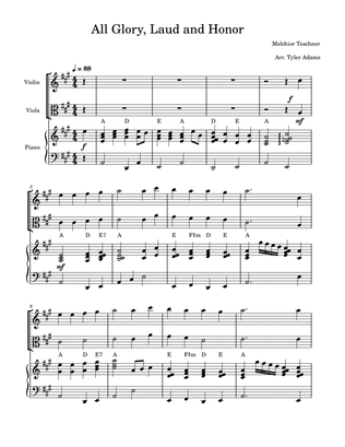 All Glory, Laud and Honor (Violin and Viola Duet with Piano)