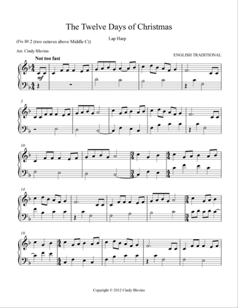 The Twelve Days of Christmas, for Lap Harp Lap Harp scores gallery preview page 2
