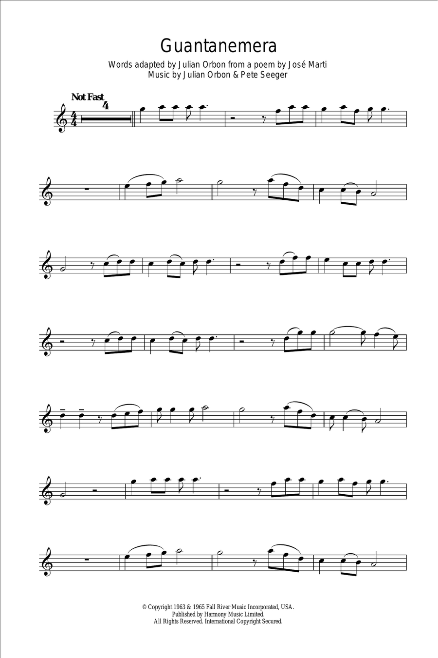 Guantanamera Guantanamera Alto Saxophone scores gallery preview page 1