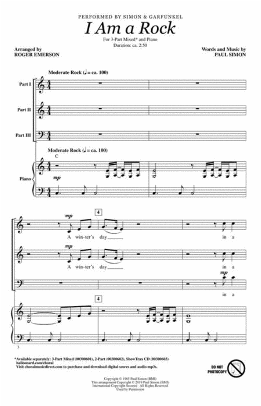 I Am a Rock I Am a Rock 3-Part scores gallery preview page 3