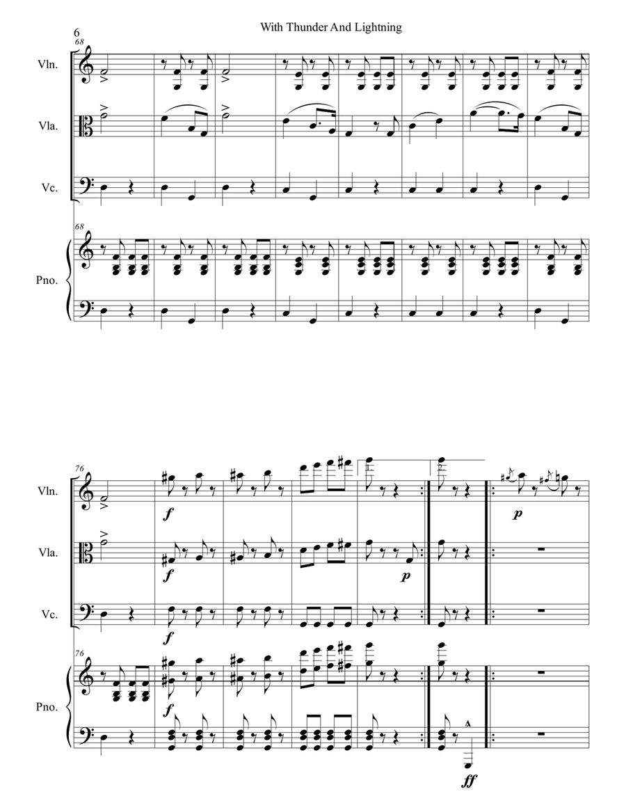 Johann Strauss II - Thunder and Lightning Polka arr. for piano quartet (score and parts) Piano Quartet scores gallery preview page 6
