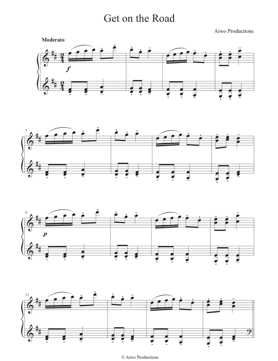 Get on the Road Piano Solo scores gallery preview page 1