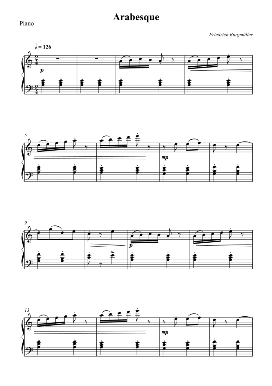 Arabesque Piano Solo scores gallery preview page 1