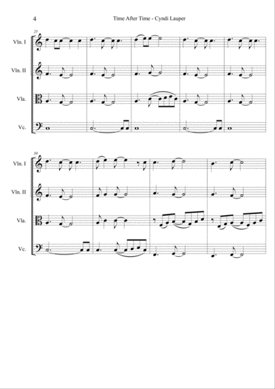 Time After Time String Quartet scores gallery preview page 4
