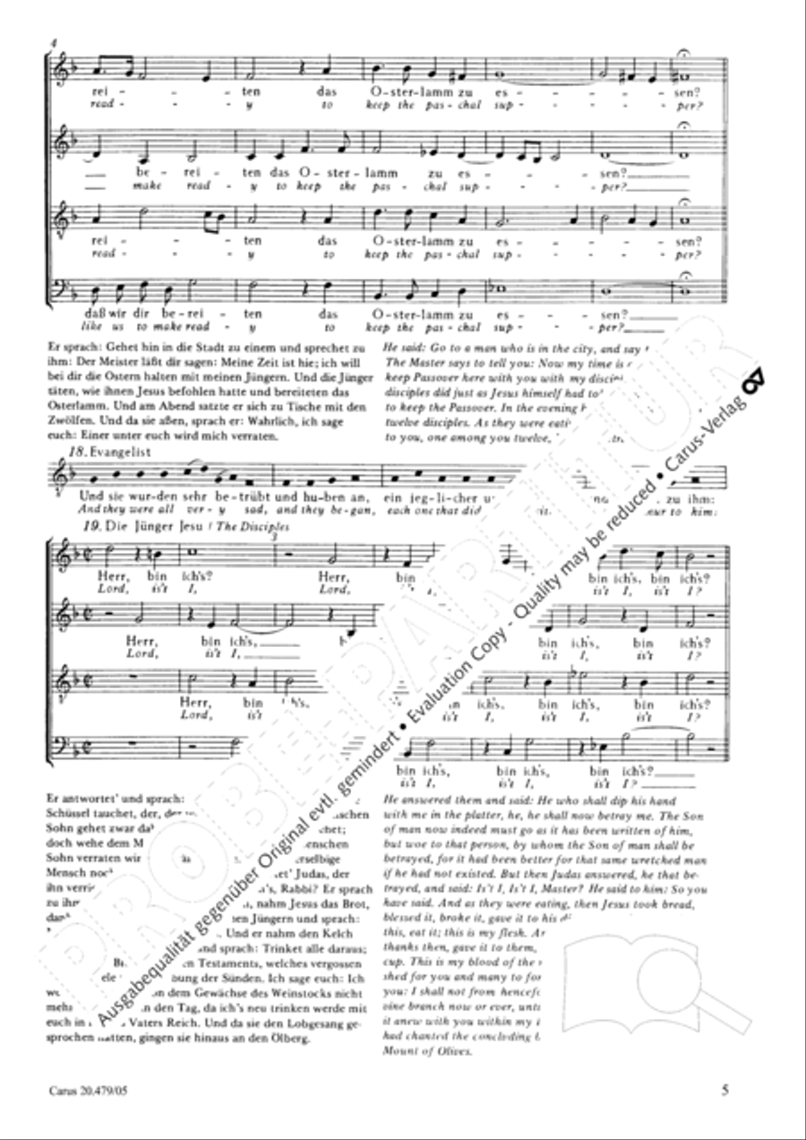 St. Matthew Passion (Matthaus-Passion) 4-Part scores gallery preview page 6