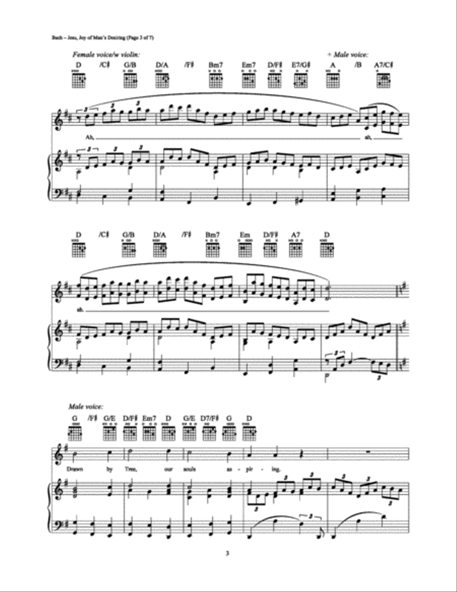 Jesu, Joy of Man's Desiring Piano, Vocal, Guitar scores gallery preview page 3