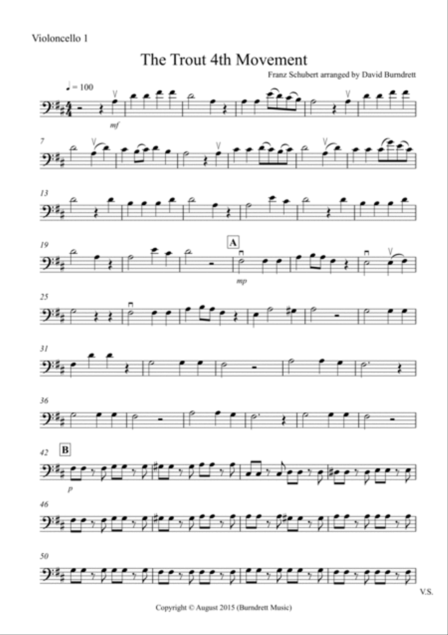 The Trout (4th Movement) for Cello Quartet Cello Solo scores gallery preview page 4