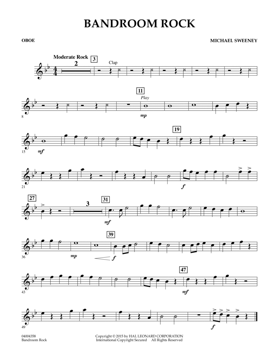 Bandroom Rock - Oboe Concert Band scores gallery preview page 1
