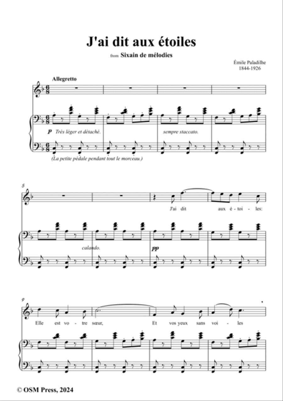 Paladilhe-J'ai dit aux étoiles(Sérénade),in F Major Voice scores gallery preview page 2