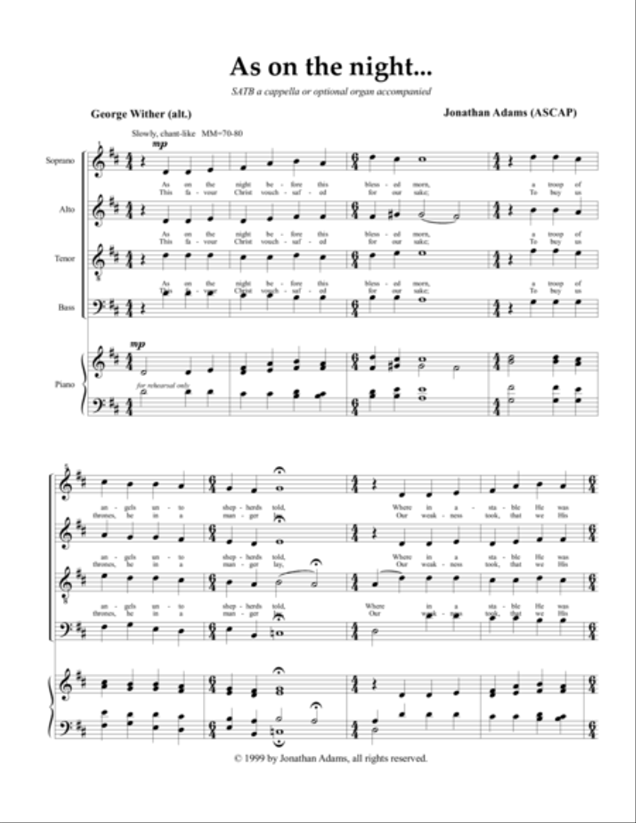 As on the night... As on the night... A Cappella scores gallery preview page 1