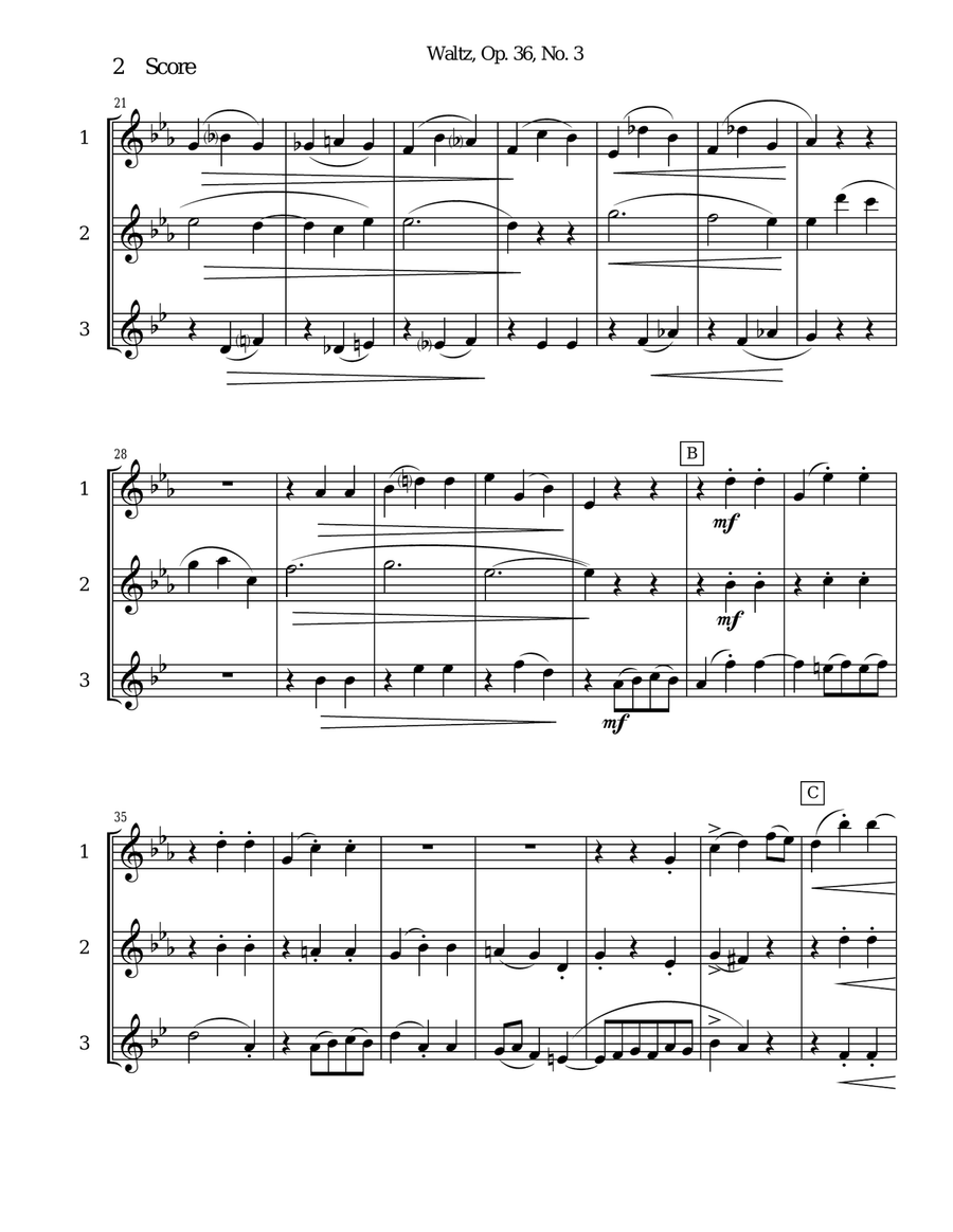 Waltz by Amy Beach set for 2 oboes and English Horn Trio Woodwind Trio scores gallery preview page 2