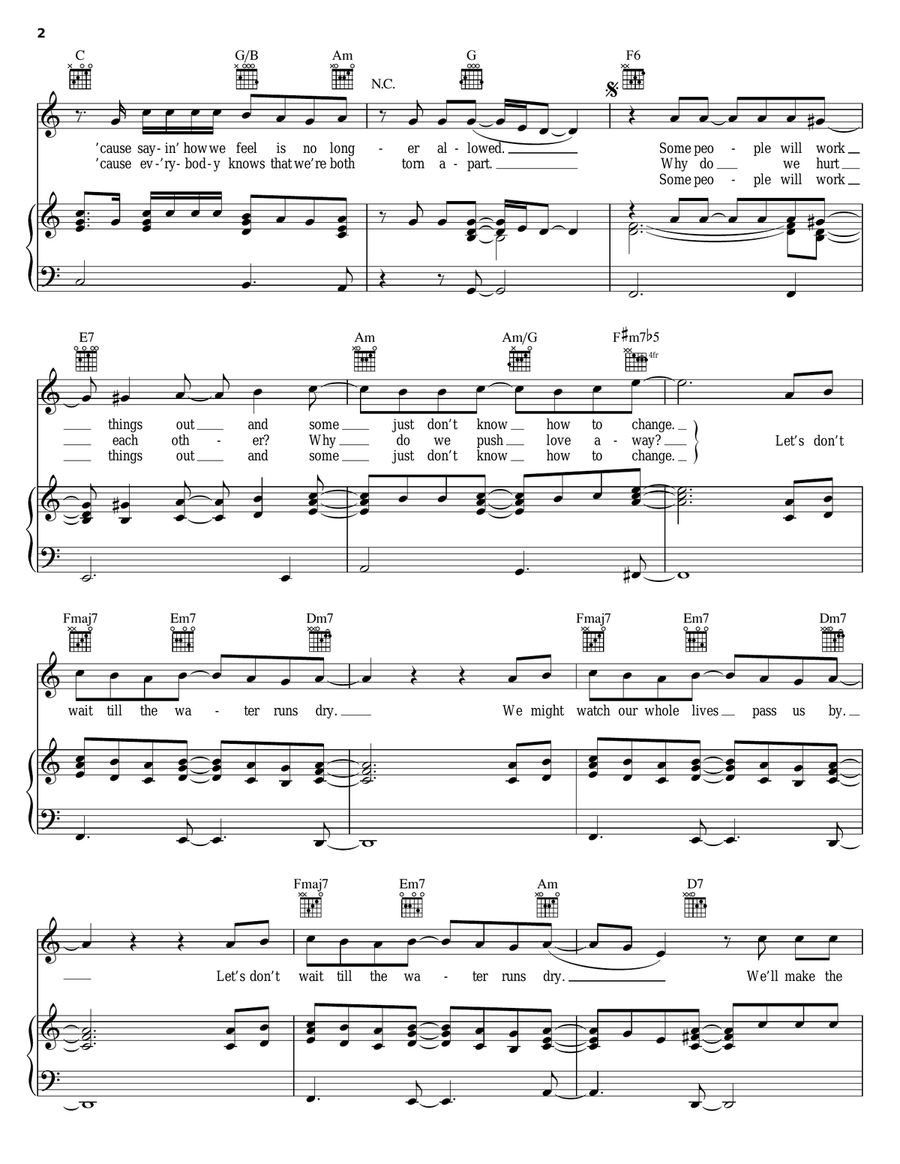Water Runs Dry Piano, Vocal, Guitar scores gallery preview page 2