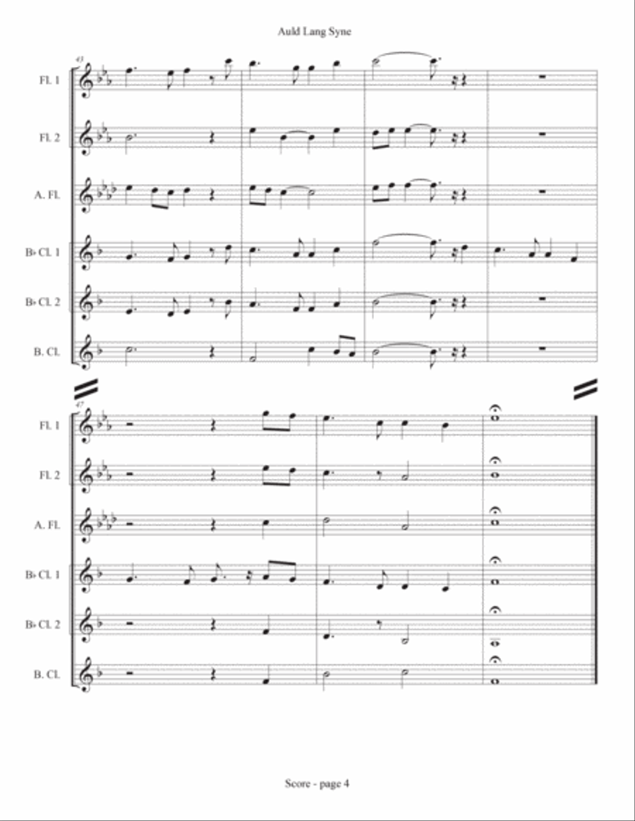 Auld Lang Syne Auld Lang Syne Woodwind Ensemble scores gallery preview page 4