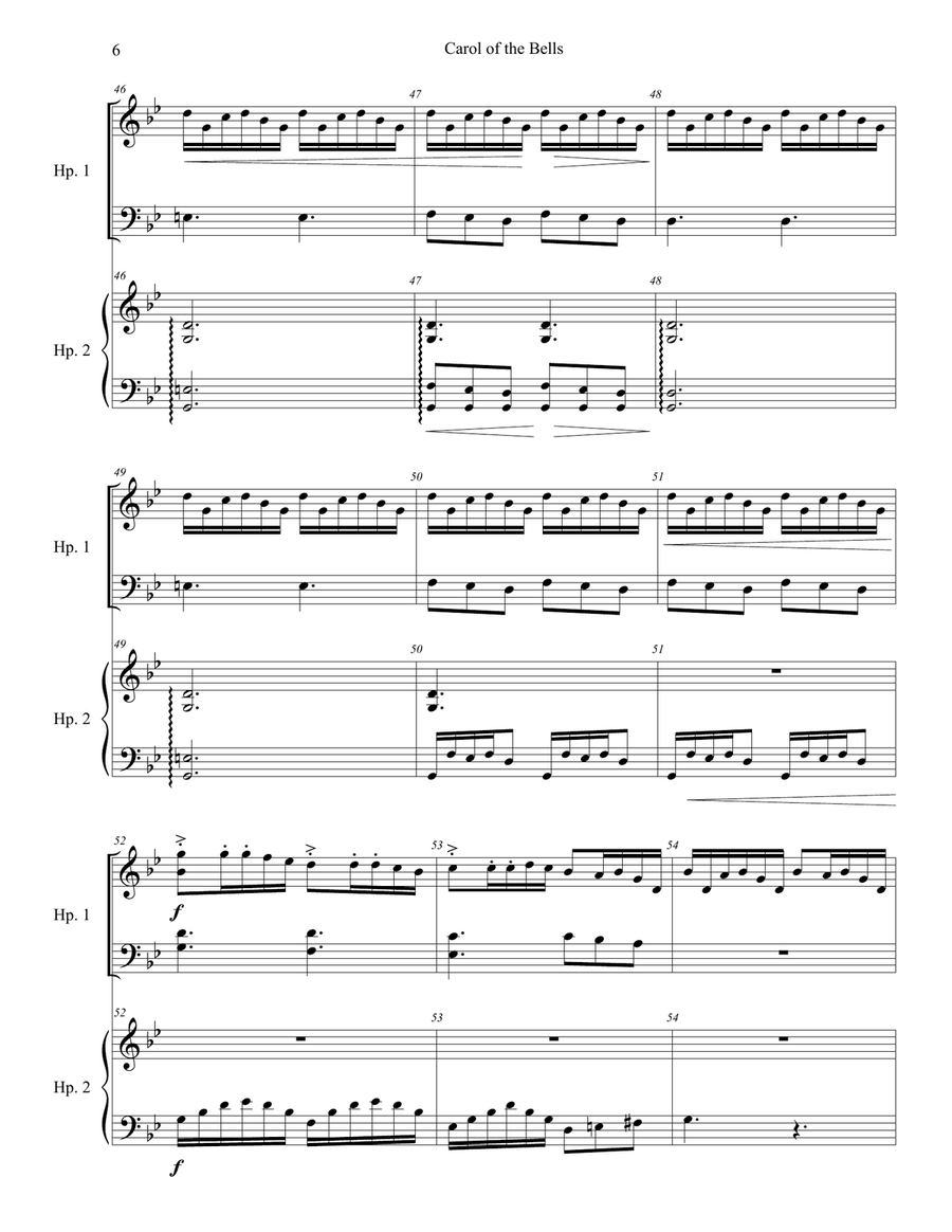 Carol of the Bells Harp Duet Harp scores gallery preview page 6