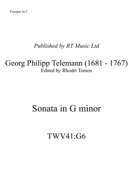 Telemann TWV41:G6 Sonata in G minor. Solo parts oboe, piccolo trumpet, trumpets Bb/Eb/C