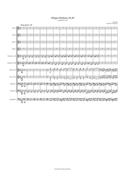 Bartók: Allegro Barbaro, Sz.49 - symphonic wind dectet/bass image number null