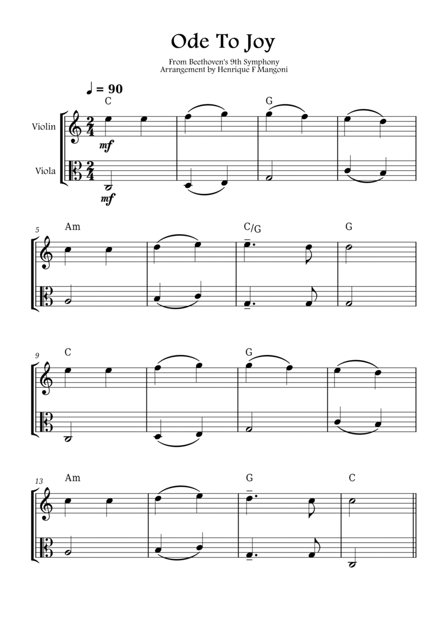 Ode To Joy String Duet scores gallery preview page 1
