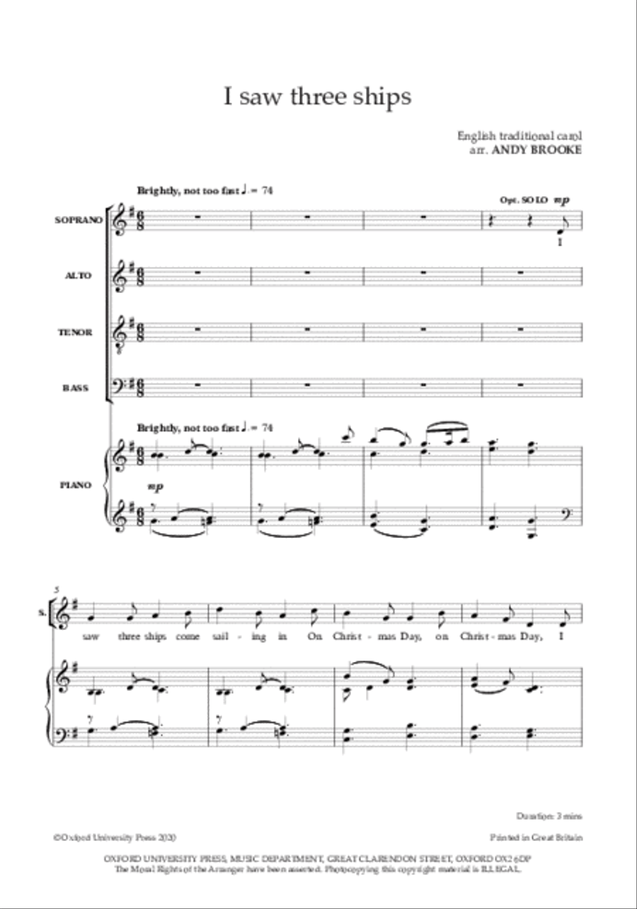 I saw three ships 4-Part scores gallery preview page 2