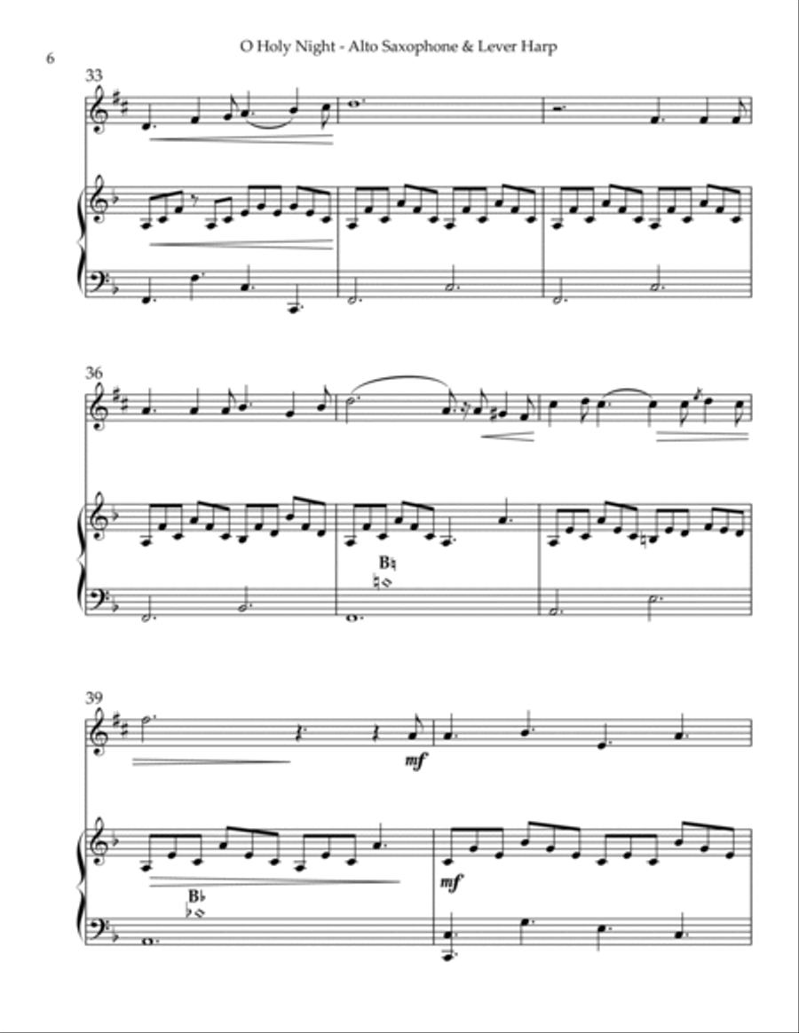 O Holy Night, Duet for Eb Alto Saxophone & Lever Harp Alto Saxophone scores gallery preview page 6