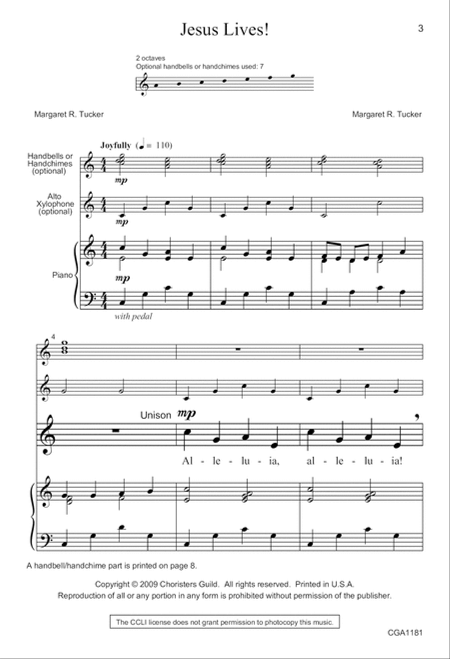 Jesus Lives Unison Choir scores gallery preview page 3