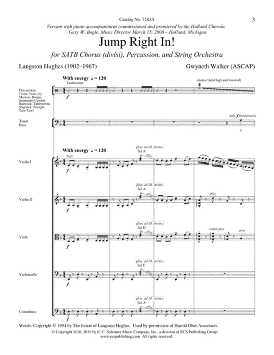 Jump Right In!: from I've Known Rivers (String Orchestra/Percussion Score)